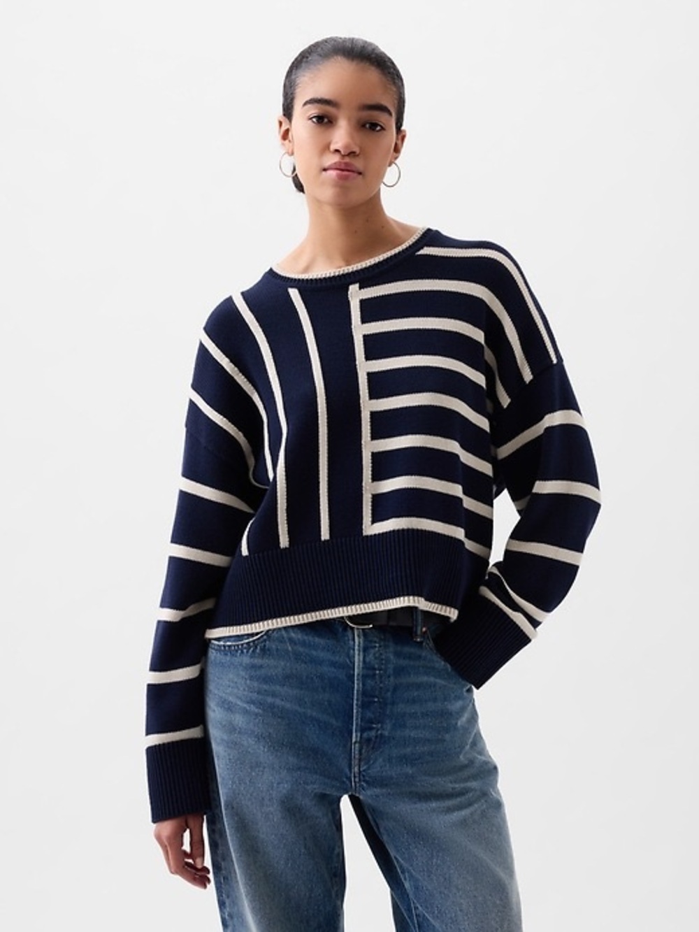 GAP Oversized Navy & Cream Knit Sweater